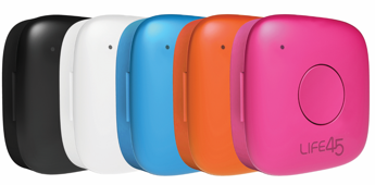 a collection of Life45 activity trackers in all available colors